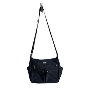 Baggallini Classic Heritage Anywhere Hobo Travel Bag Crossbody Large Black Nylon